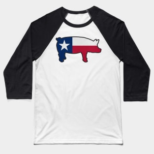 Texas BBQ Pig TX Pride Baseball T-Shirt